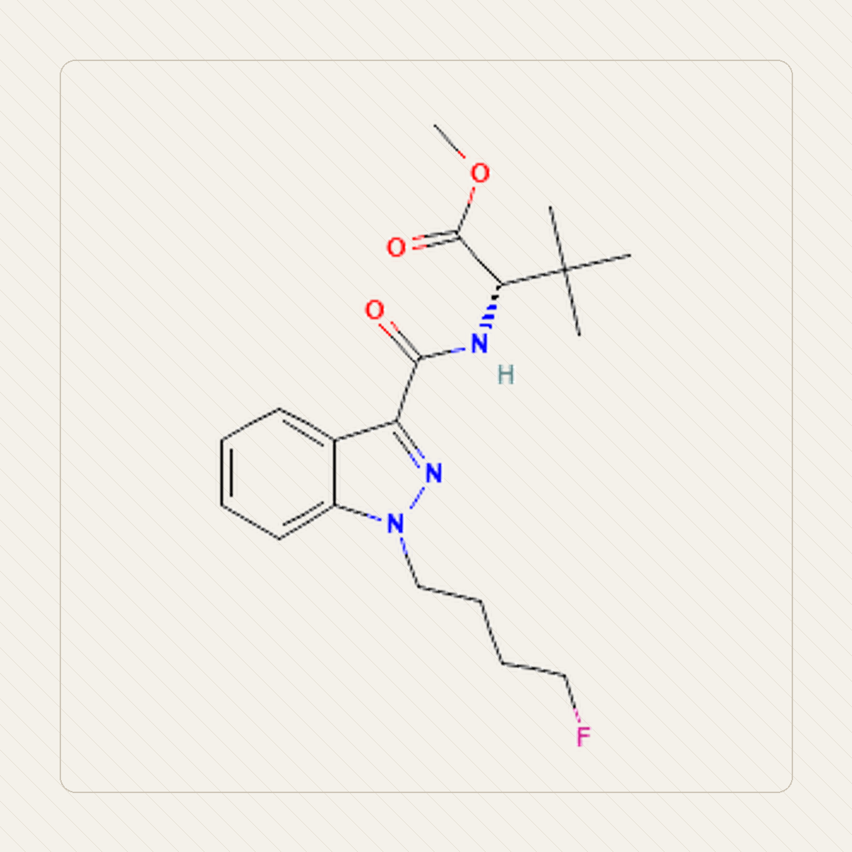 4F-MDMB-BINACA 4F-MDMB-BUTINACA, εκπαιδευτική απεικόνιση της μοριακής δομής