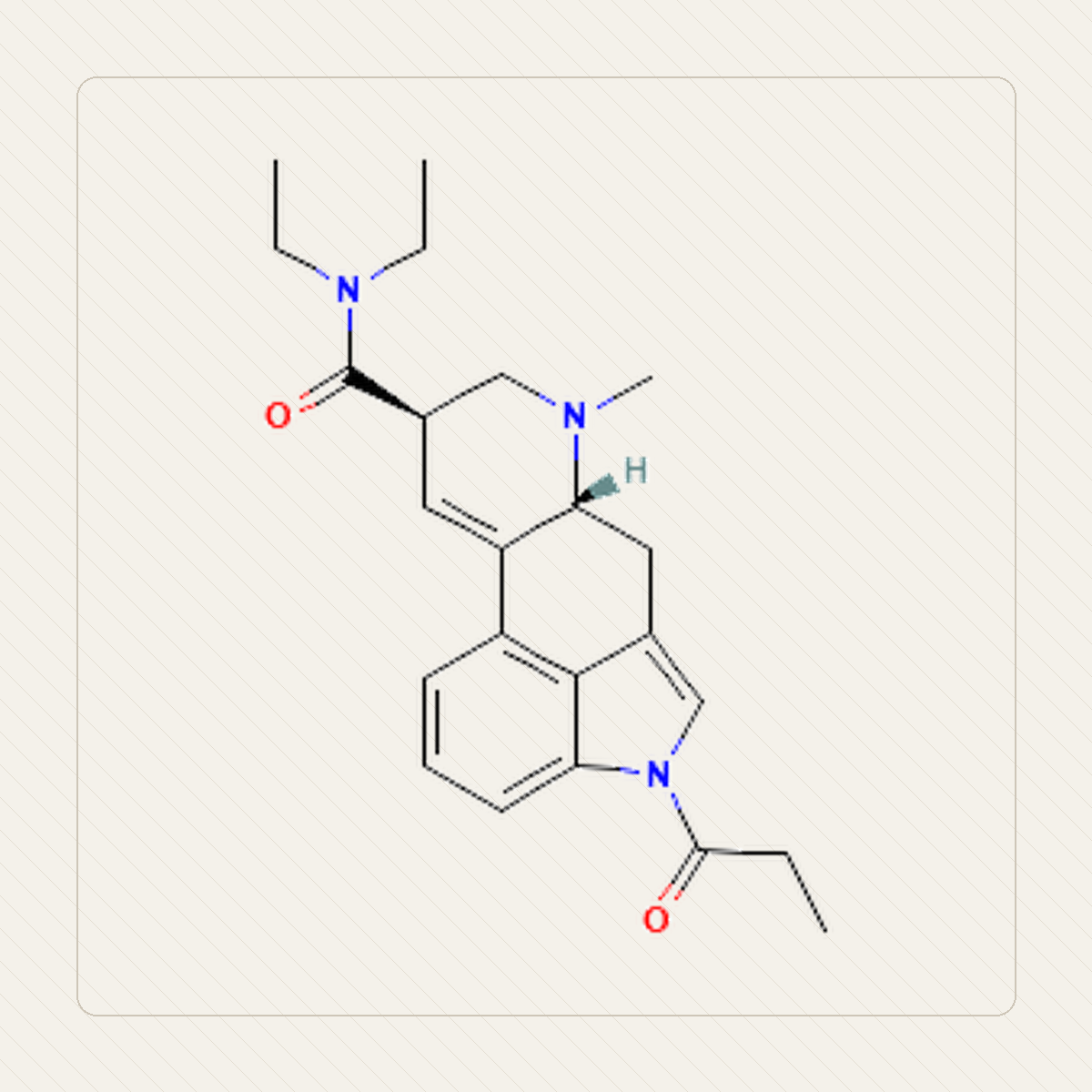 1P-LSD 1-propionylo-LSD, εκπαιδευτική απεικόνιση της μοριακής δομής
