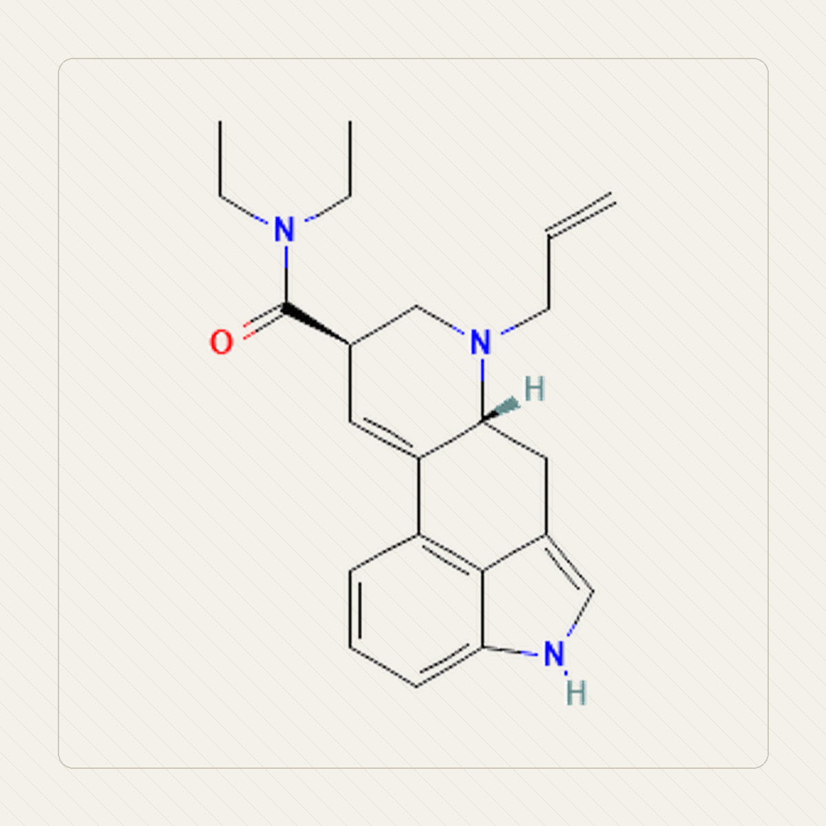 AL-LAD 6-allilo-6-nor-LSD, εκπαιδευτική απεικόνιση της μοριακής δομής