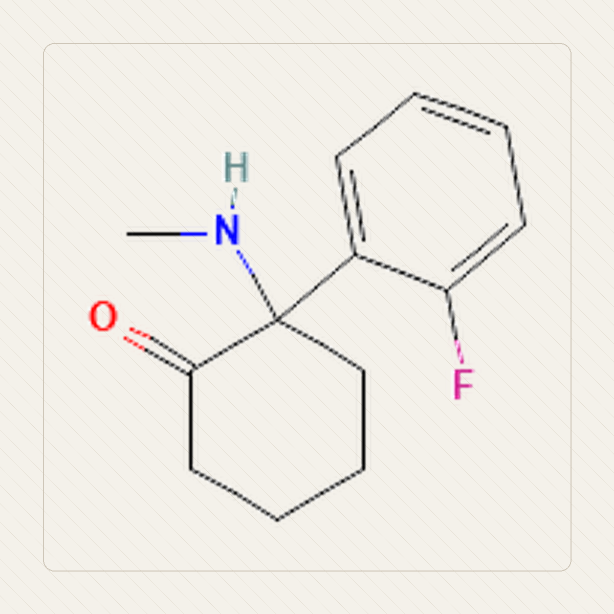 2-FDCK 2-fluorodeschloroketamina, εκπαιδευτική απεικόνιση της μοριακής δομής